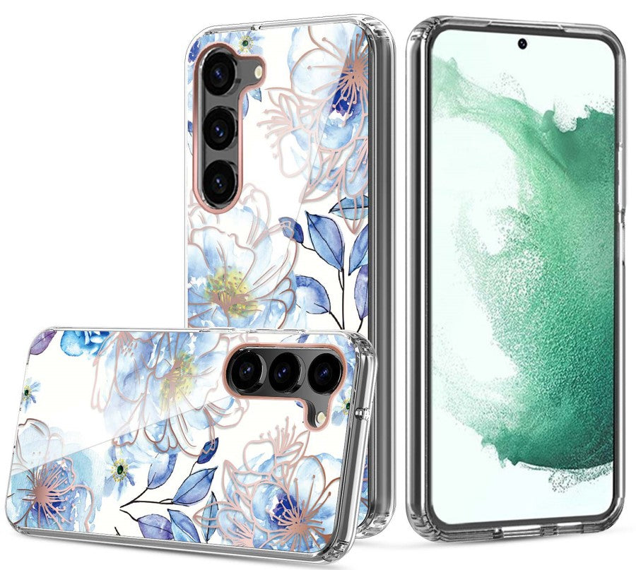 Graphic Clear Case for Samsung S24 (BLU FLOWER)