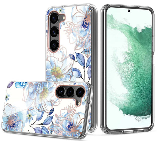 Graphic Clear Case for Samsung S24 (BLU FLOWER)