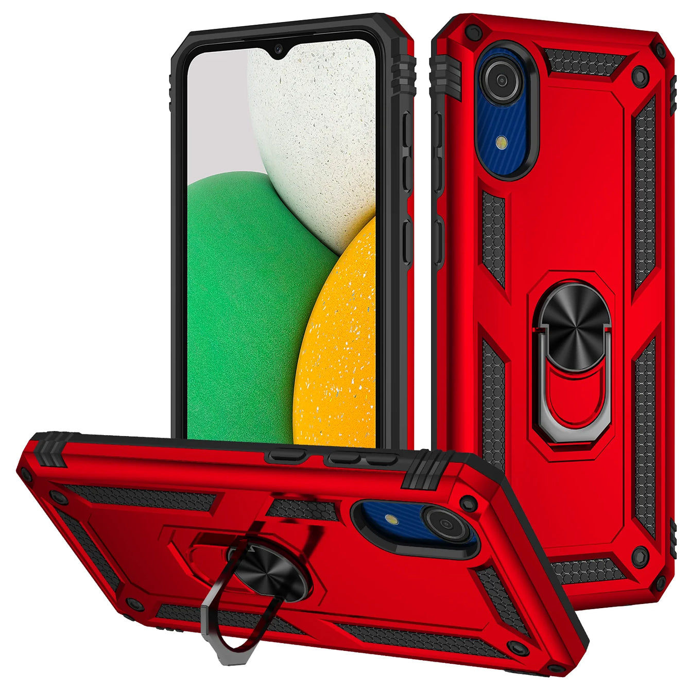 Red Hybrid Ring Case for Samsung A03 CORE