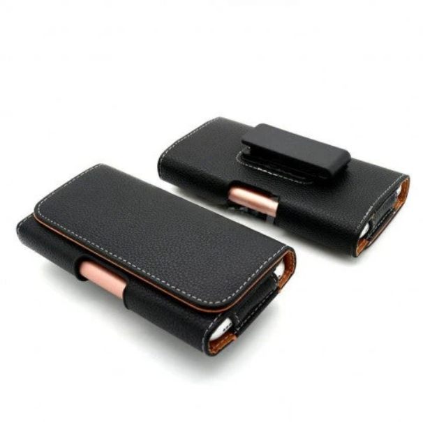 Pouch With Solid Clip Horizontal Black For iPhone 14 Plus