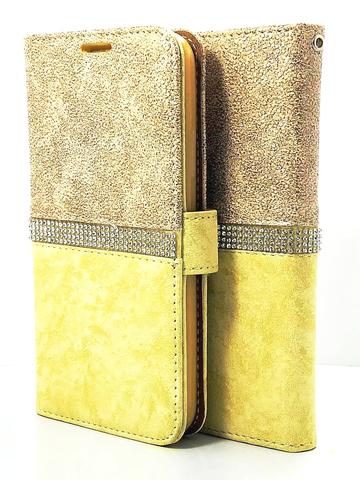 Wallet Leather Case For Apple iPhone X BEIGE and Yellow STRIP