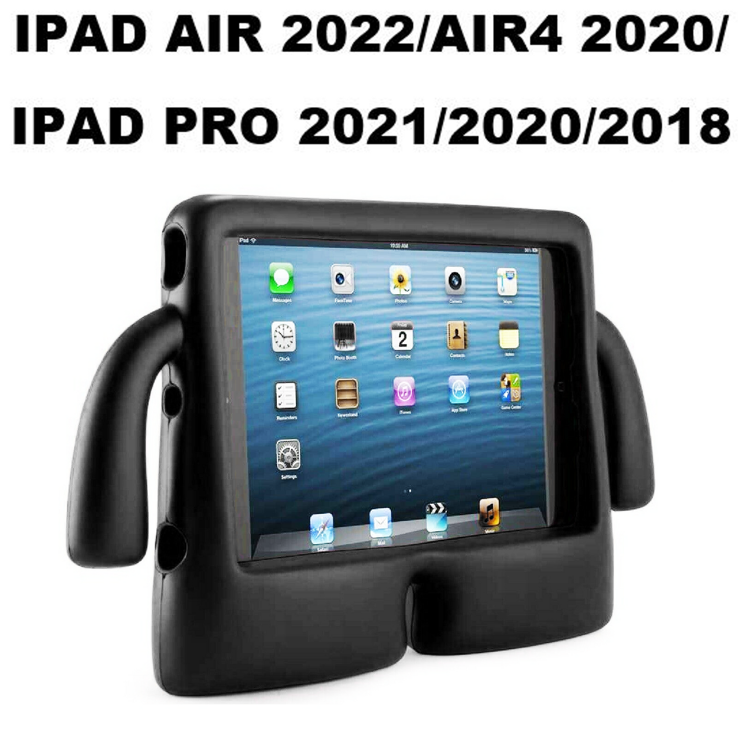 BLACK 3D SILICON KID'S CASE IPAD 10.9 (2022) 10TH GEN