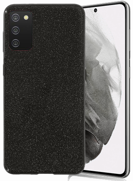 Glitter Silicone Black Case For Samsung A02S