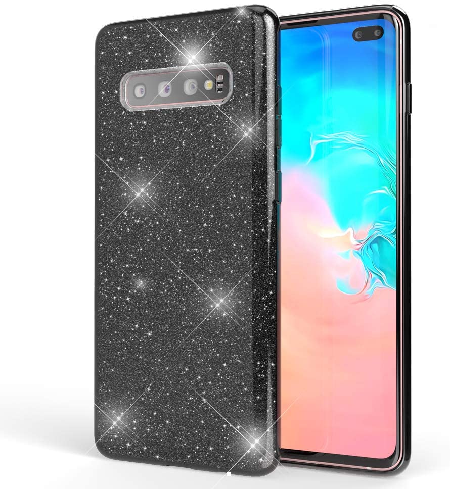Glitter Silicone Black Case For Samsung S10