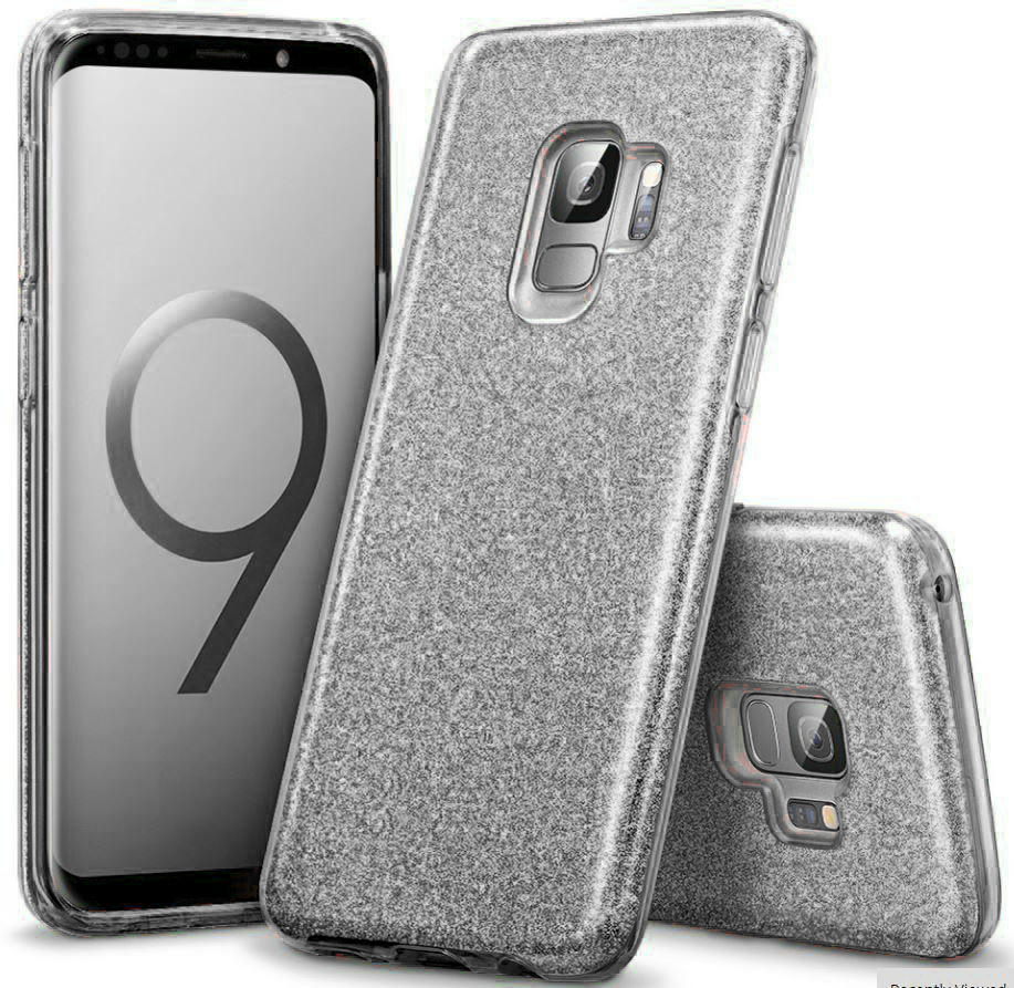 Glitter Silicone Black Case For Samsung S9