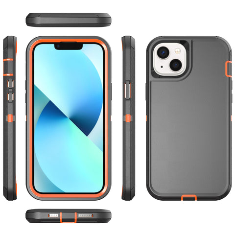 Defender Black and Orange Case for iPhone 14 PLUS