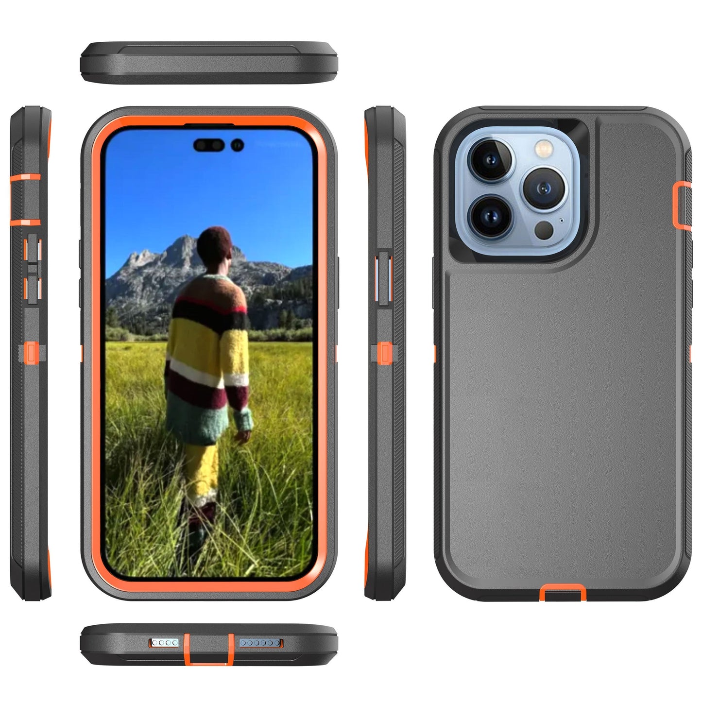 Defender Black and Orange Case for iPhone 14 PRO MAX
