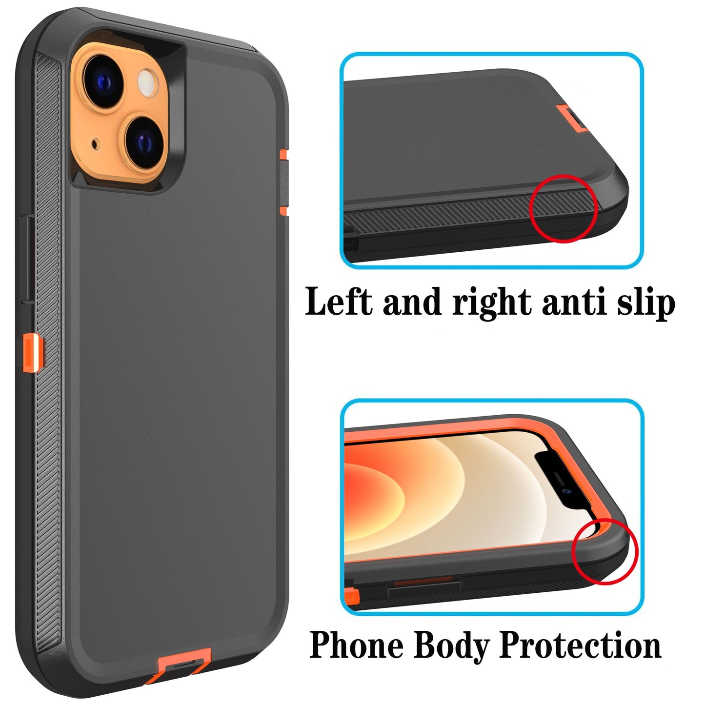 Defender Black and Orange Case for iPhone 14