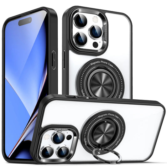 Clear Back Case With Ring Magsafe Case Black iPhone 15 Pro Max (Black)