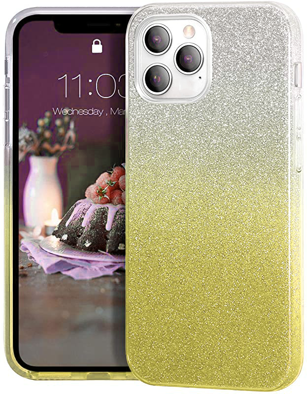 Glitter Silicone Yellow Case For iPhone 11 PRO MAX