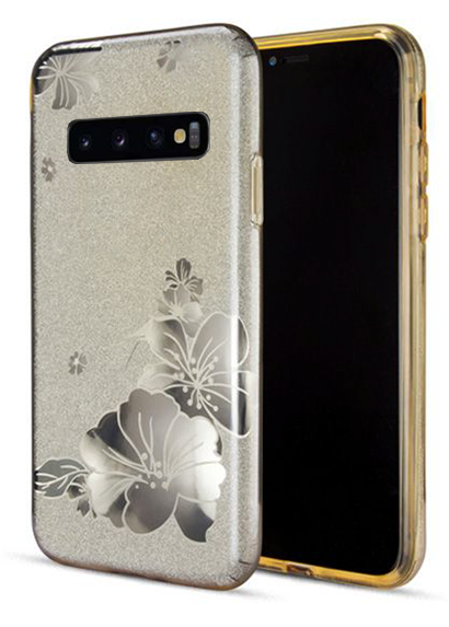 Glitter Graphic Gold Case For Samsung S10
