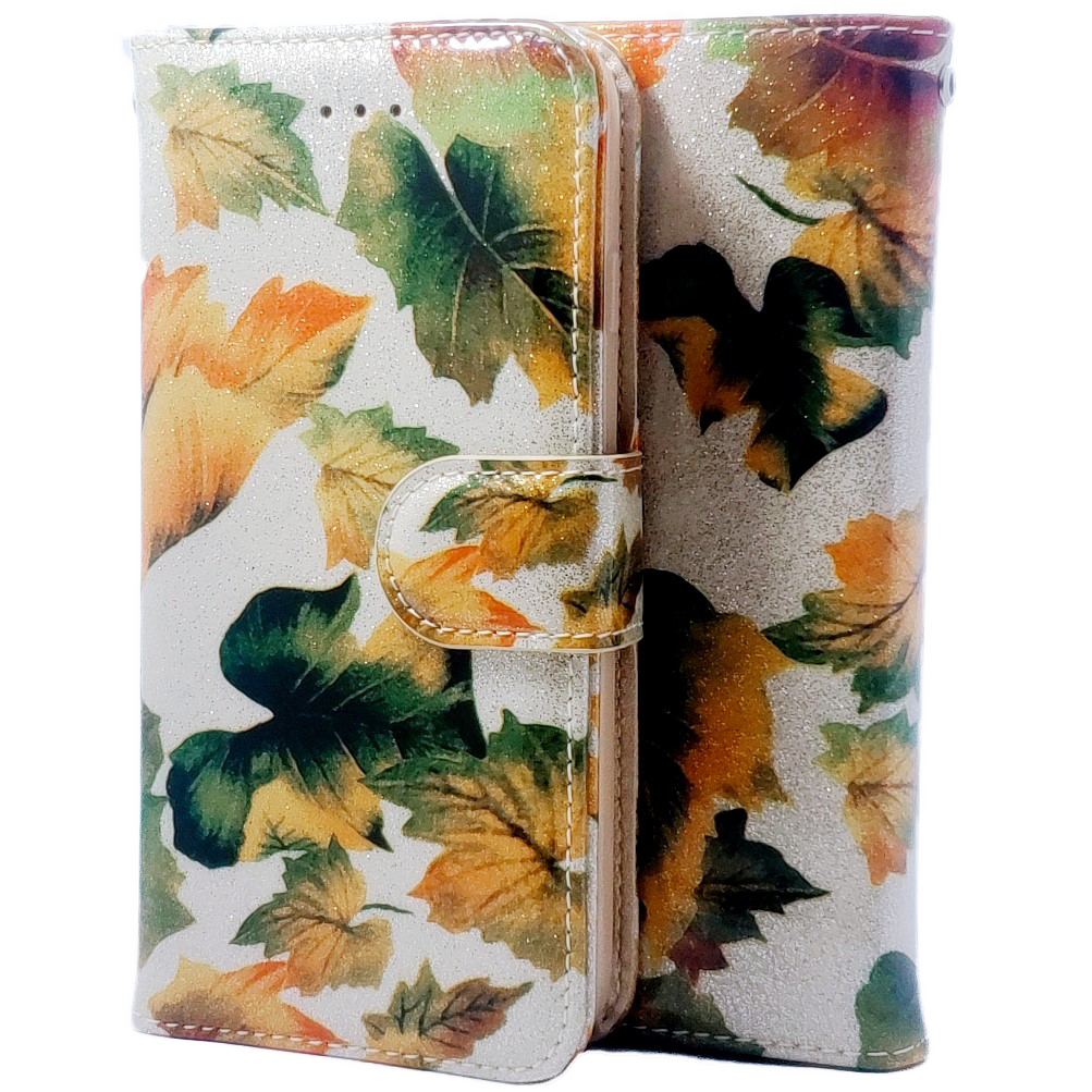 Yellow Leafs Puff Wallet Case iPhone X iPhone XS