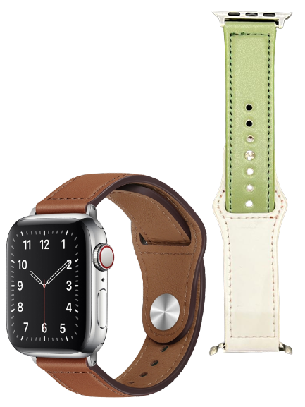 GRN/WHT LTHR STRAP - 38/40/41 MM