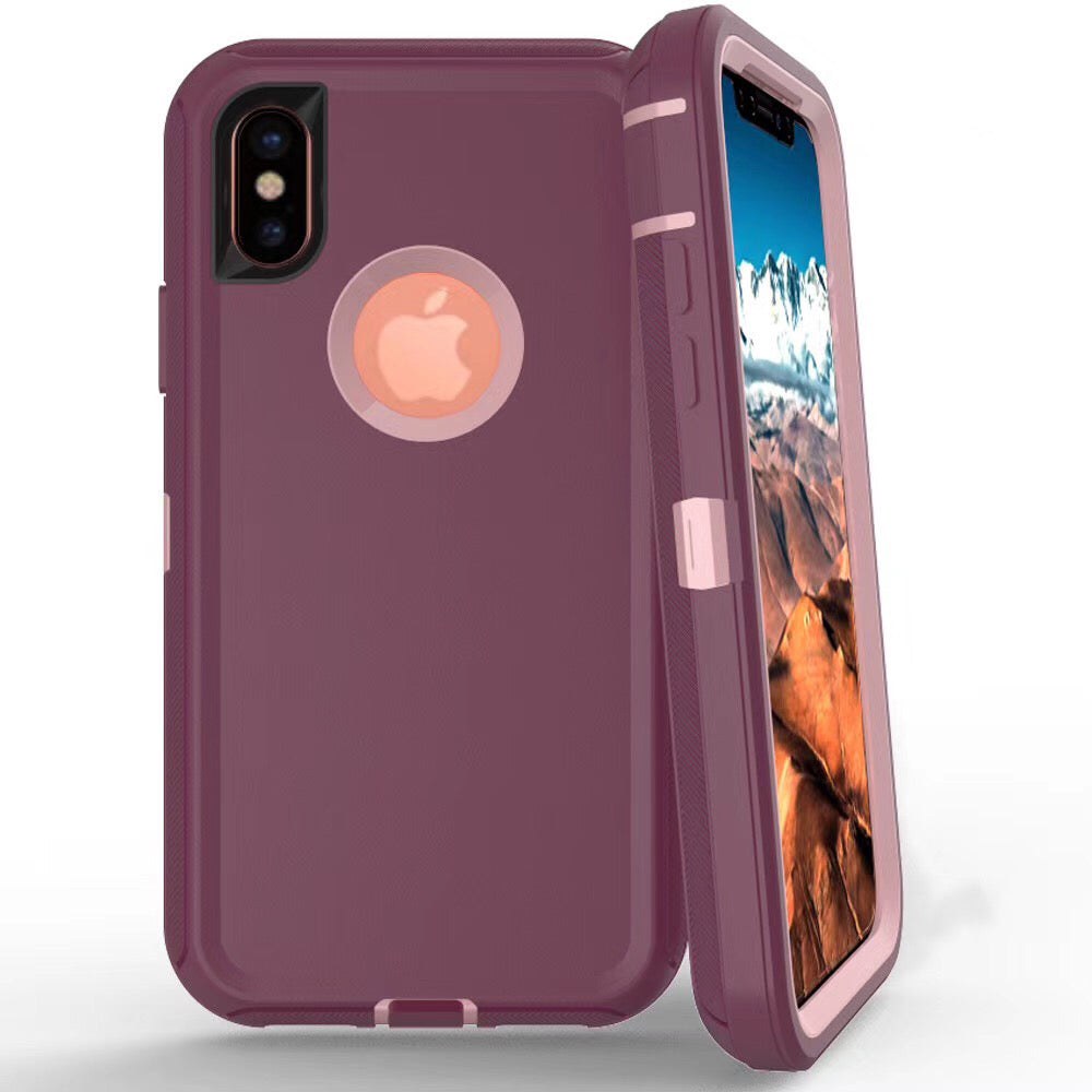Defender burgundy With Pink Case for iPhone XS MAX