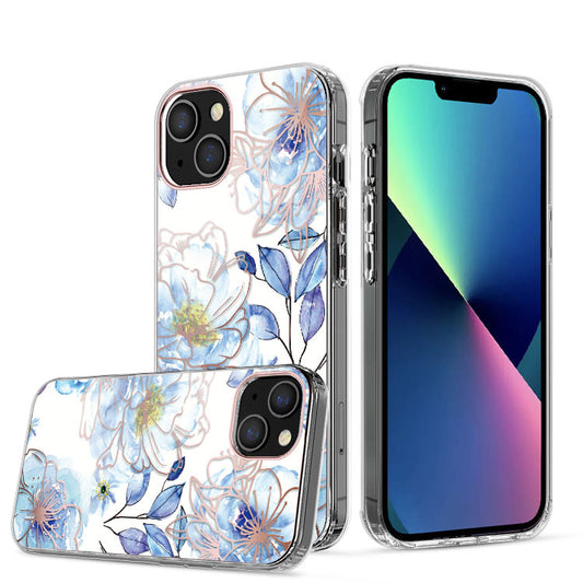 Clear Graphic Case (Blue Flower) for iPhone 13 iPhone 14