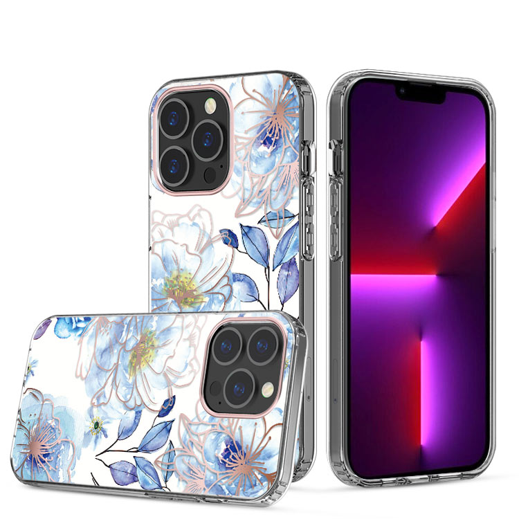 Clear Graphic Case (Blue Flower) for iPhone 13 PRO MAX