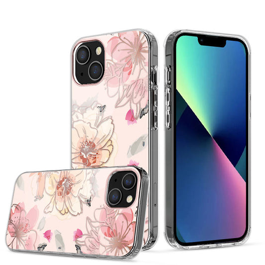 Clear Graphic Case (Pink Flower) for iPhone 13 iPhone 14