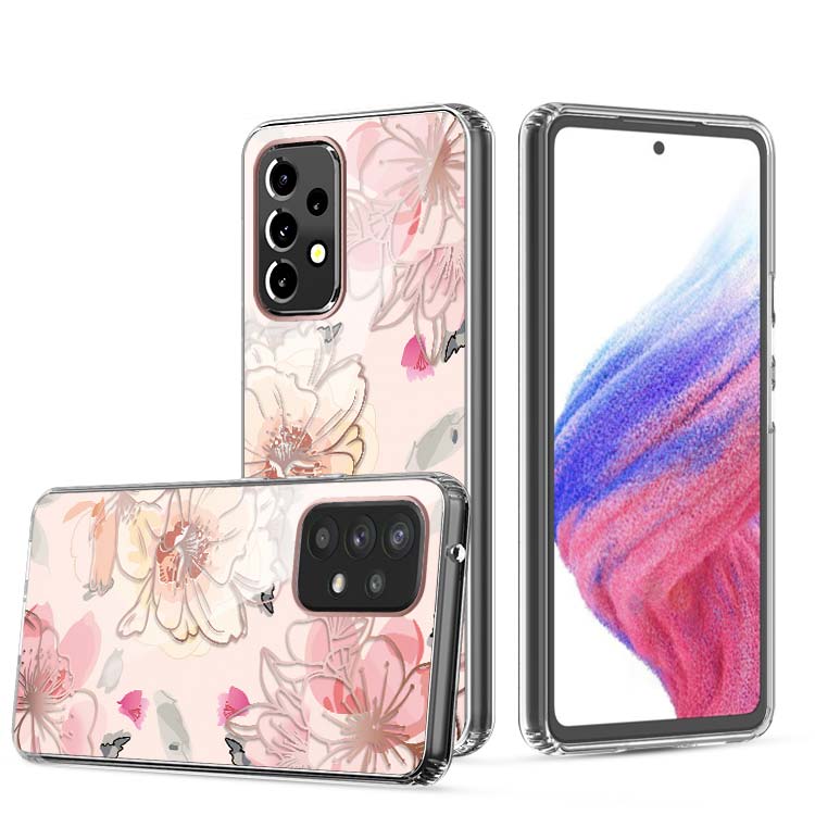 Clear Graphic Case (Pink Flower) for Samsung A53