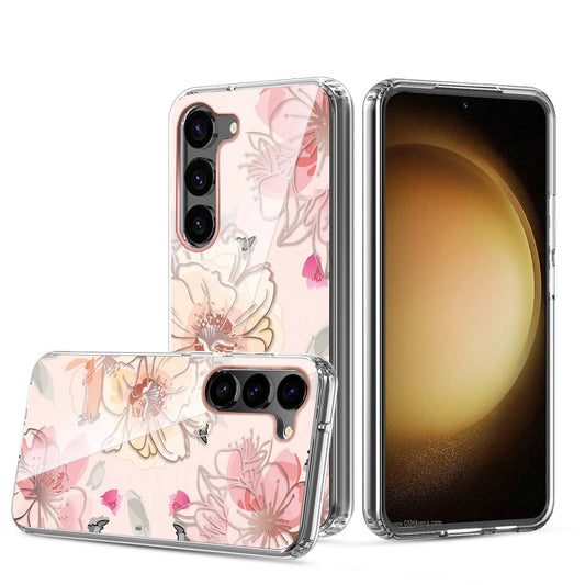 Clear Graphic Case (Pink Flower) for Samsung S23