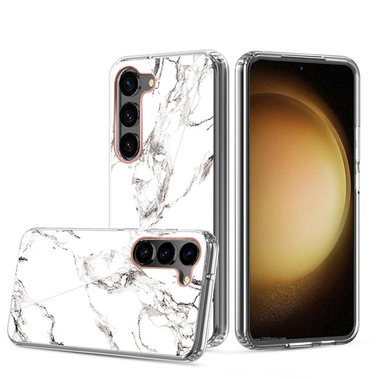 Clear Graphic Case (White Marble) for Samsung S23