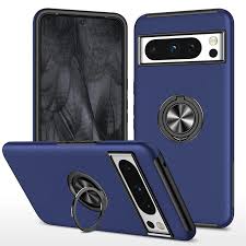 OTCR Navy Swirl Invisible Ring Case for Google Pixel 8 Pro