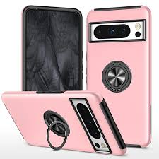 OTCR Rose Gold Swirl Invisible Ring Case for Google Pixel 8 Pro