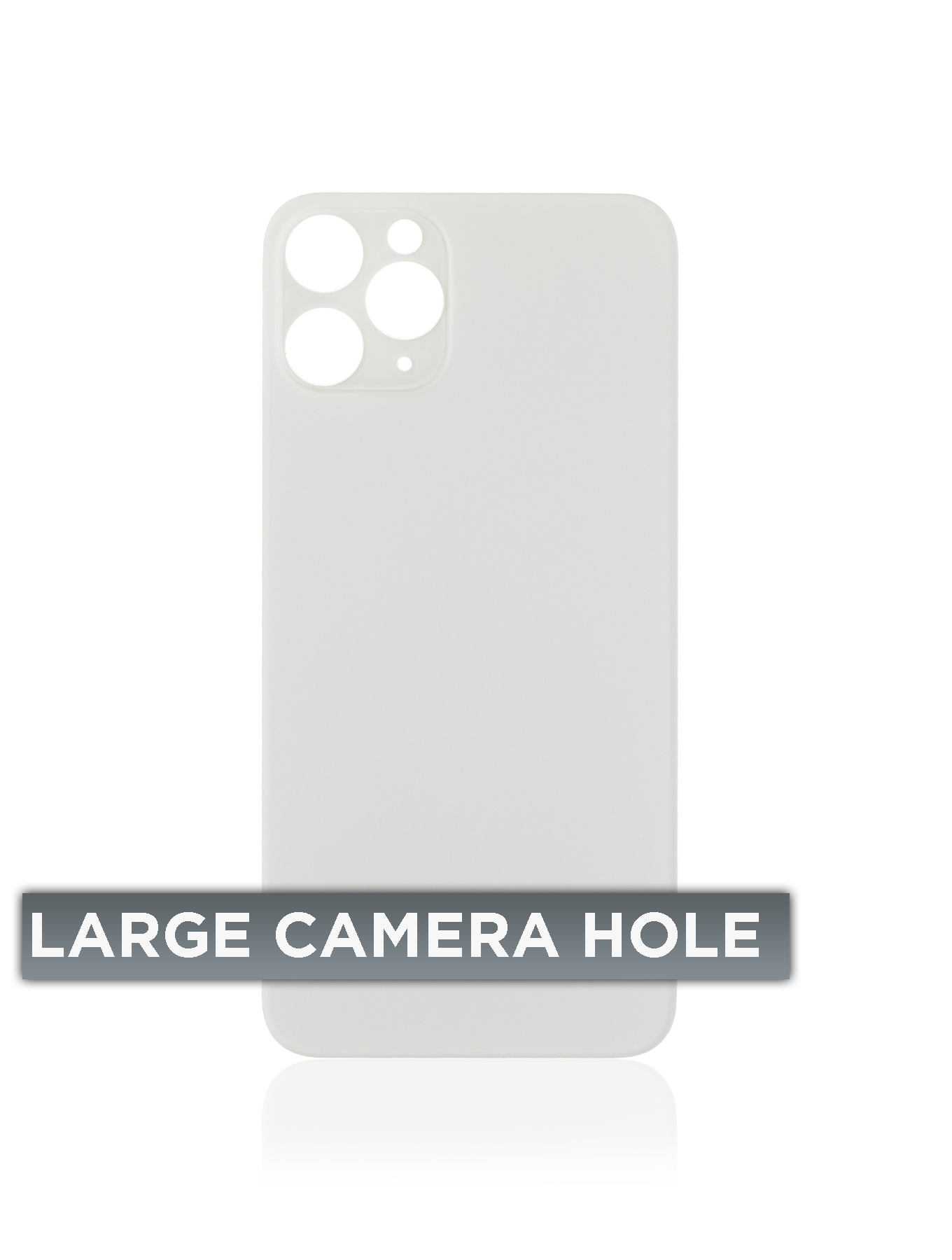 Back Glass With 3M Adhesive For iPhone 11 Pro (No Logo / Large Camera Hole) (Silver)