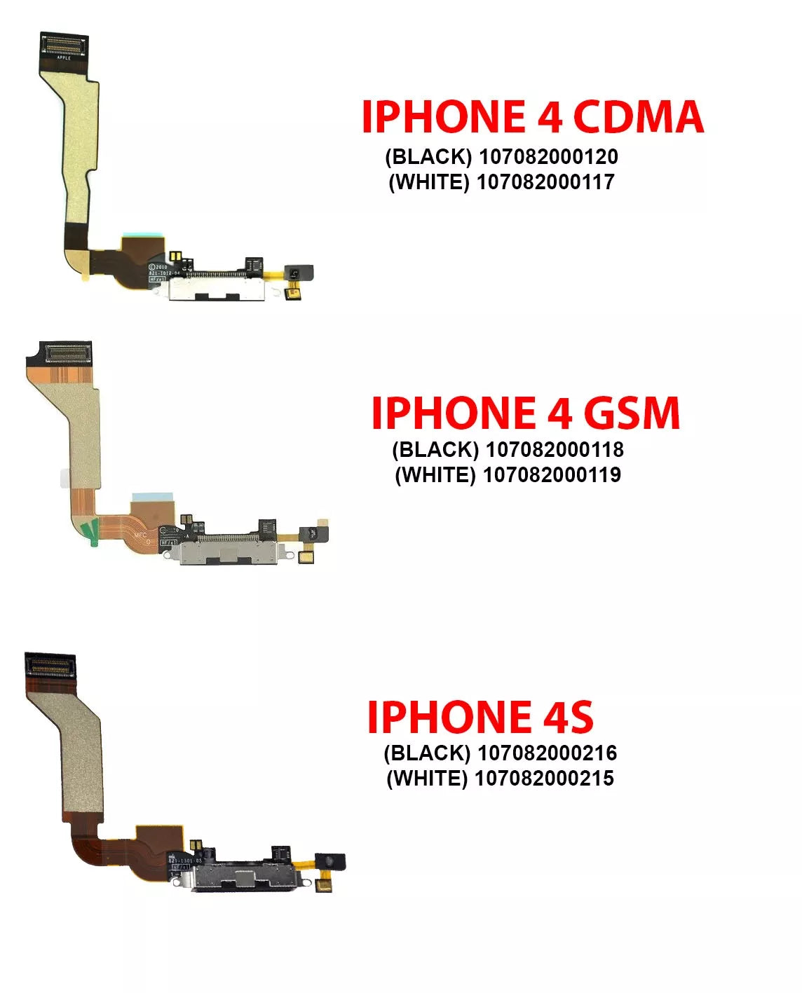 Charging Port Cable For iPhone 4S (Black)