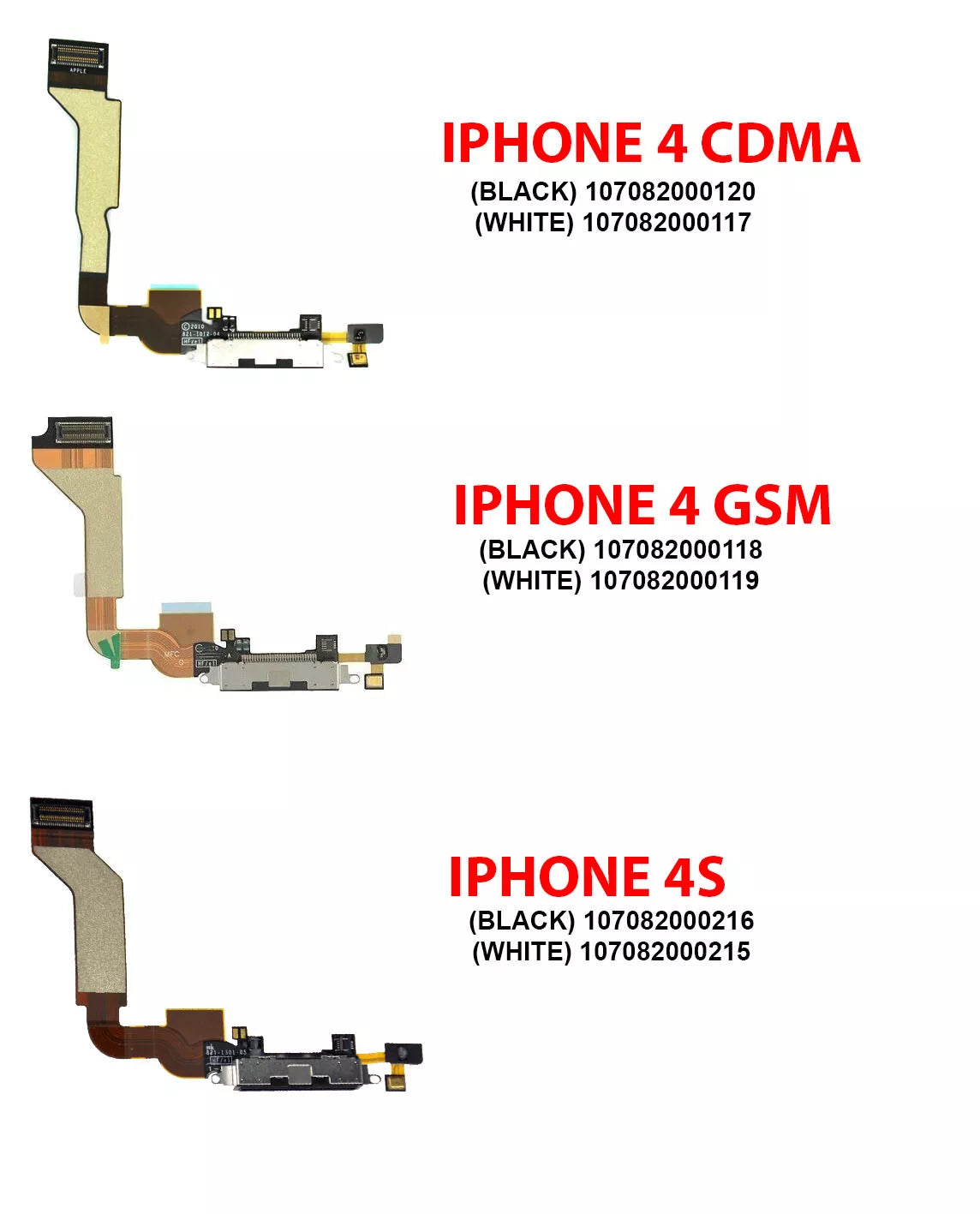 Charging Port Cable For iPhone 4S (White)