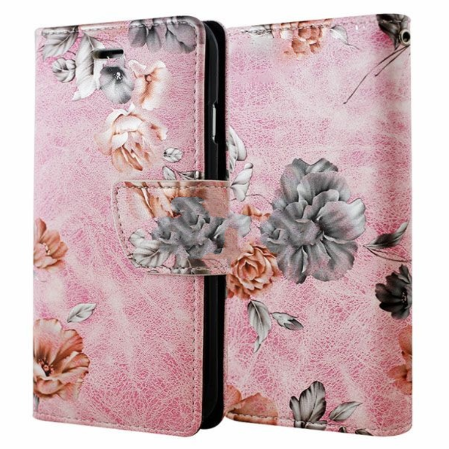 Pink Flower Puff Wallet Case NOTE 10