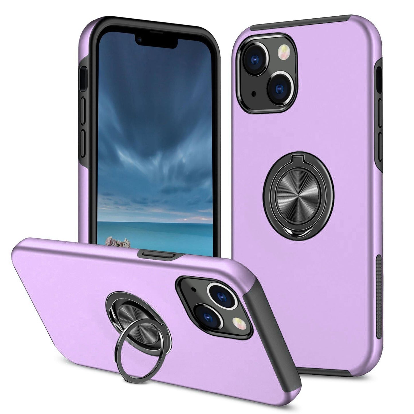 Hybrid Ring Case for iPhone 14 iPhone 13 Purple
