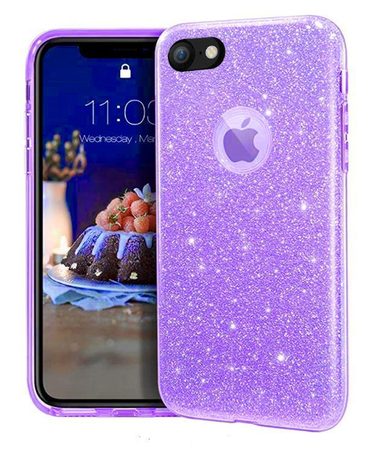 Glitter Silicone Purple Case For iPhone 7/8