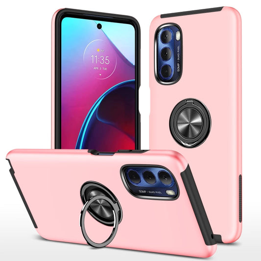 Hybrid Ring Case for iPhone Motorola G 5G 2022 Rose Gold