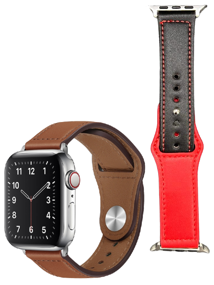 RED/BLK LTHR STRAP - 42/44/45 MM
