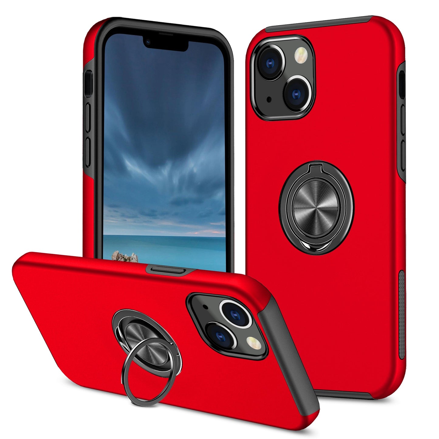 Hybrid Ring Case for iPhone 13 PRO MAX Red
