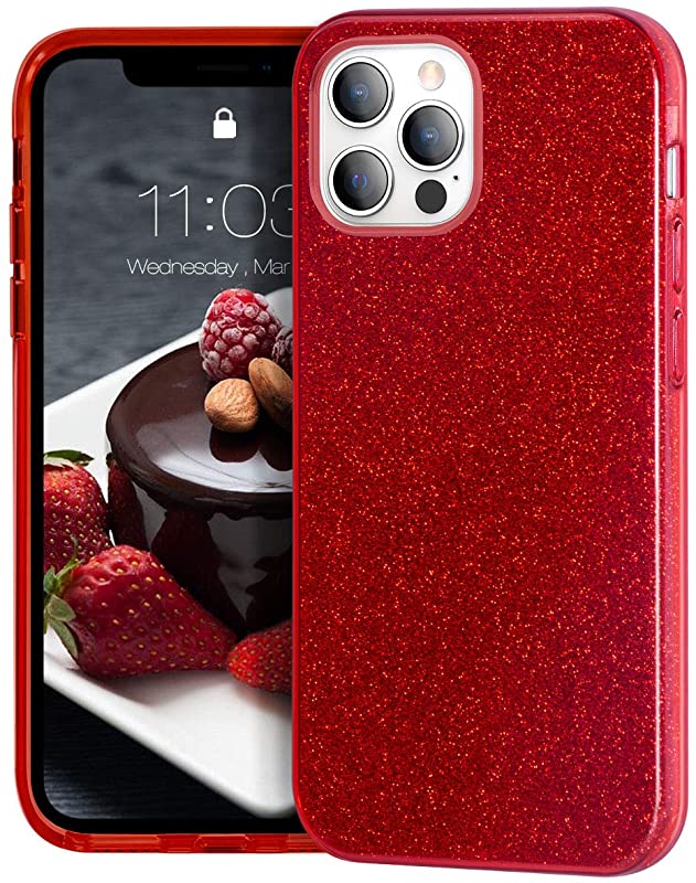 Glitter Silicone Red Case For iPhone 11