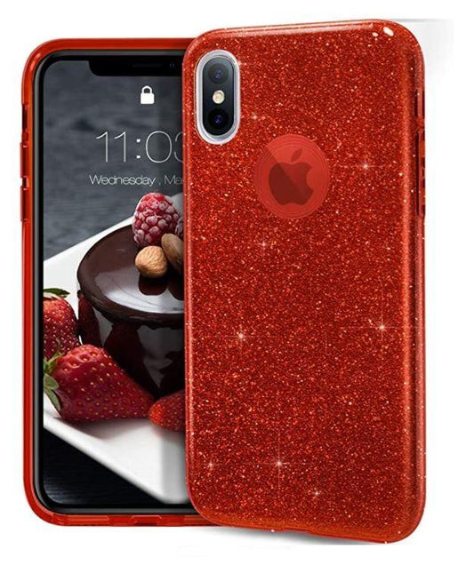 Glitter Silicone Red Case For iPhone XS MAX