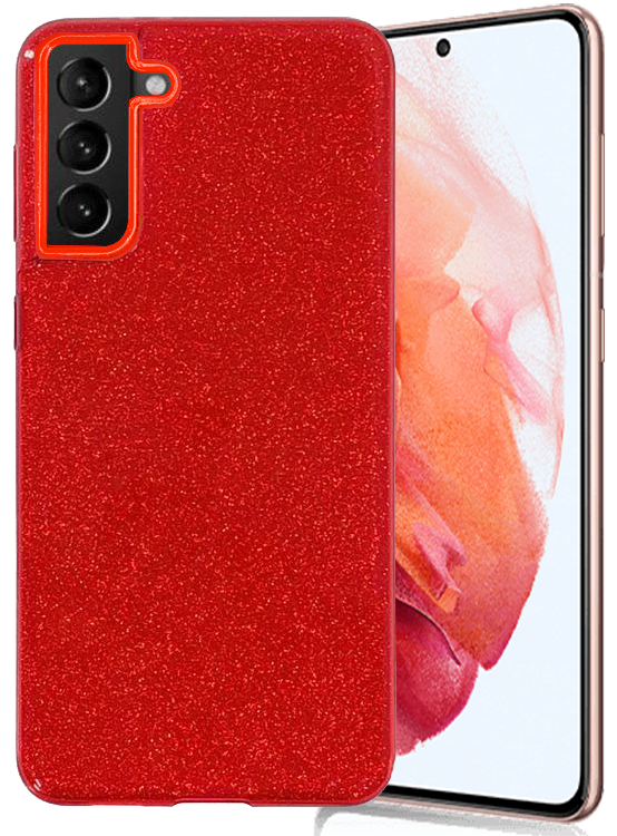 Glitter Silicone Red Case For Samsung S21