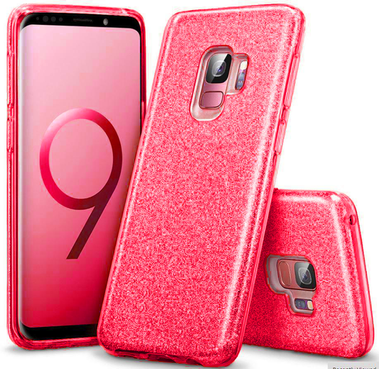 Glitter Silicone Red Case For Samsung S9