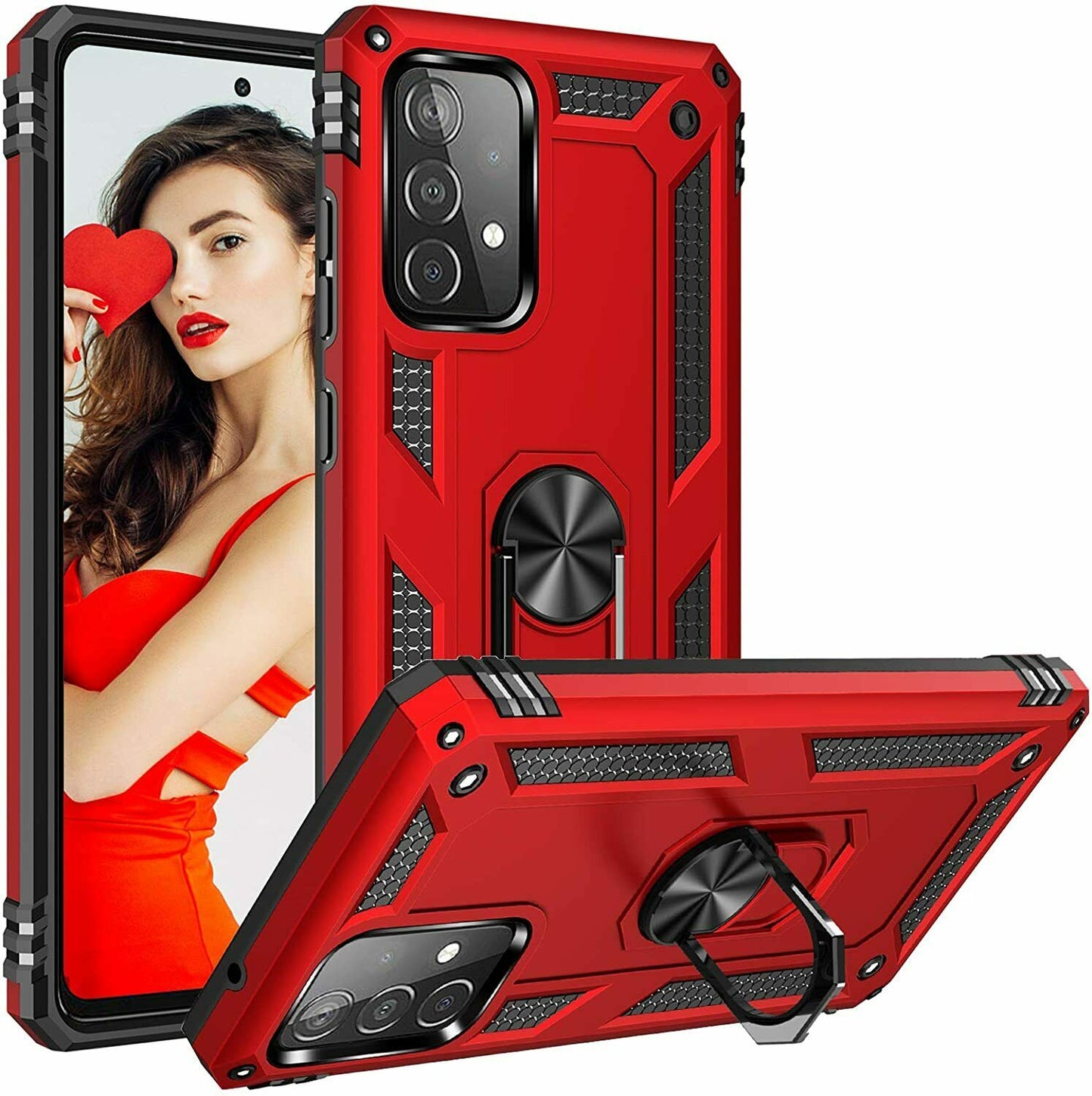 Red Hybrid Ring Case for Samsung A53