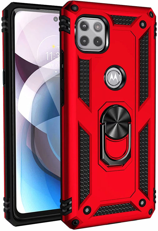 Red Hybrid Ring Case for Motorola ONE ACE 5G