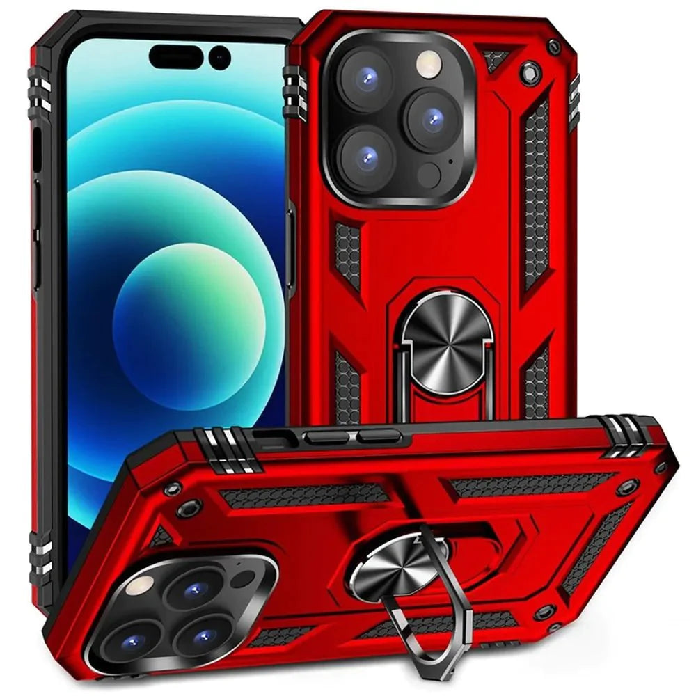 Hybrid Ring Case for iPhone 15 Pro Max Red