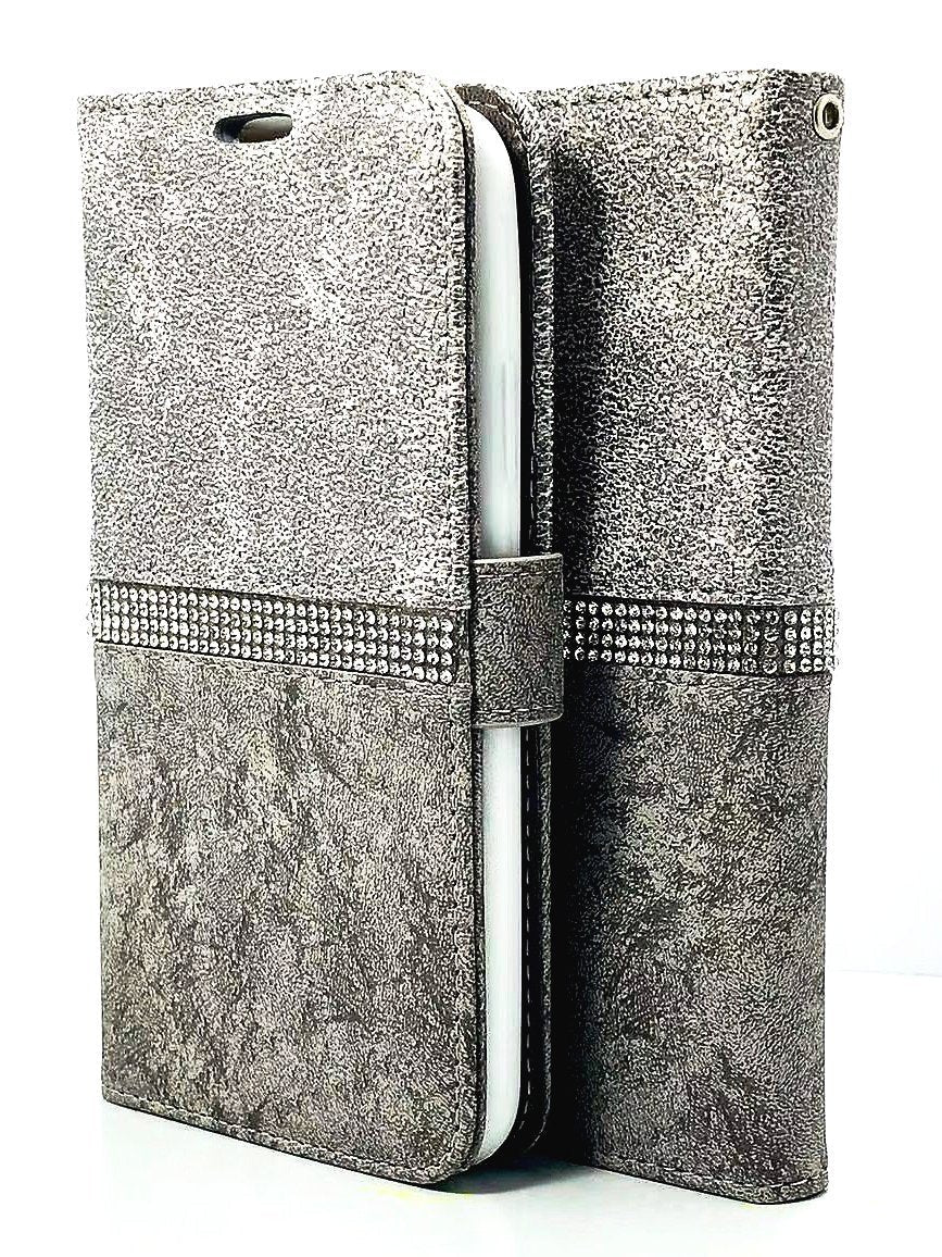 Graphic Wallet Case Silver Leather Case For Apple iPhone X