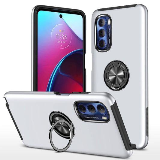 Hybrid Ring Case for Motorola G5 2022 Silver