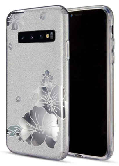 Glitter Graphic Case for Samsung 10 Silver