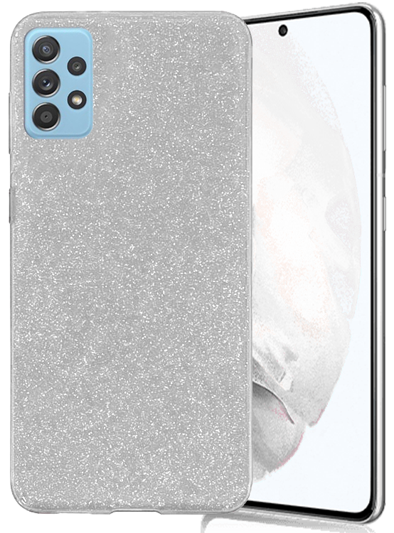 Glitter Silicone Case For Samsung A52 Silver