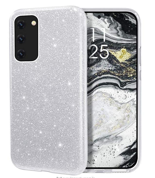 Glitter Silicone Case For Samsung S20 Silver