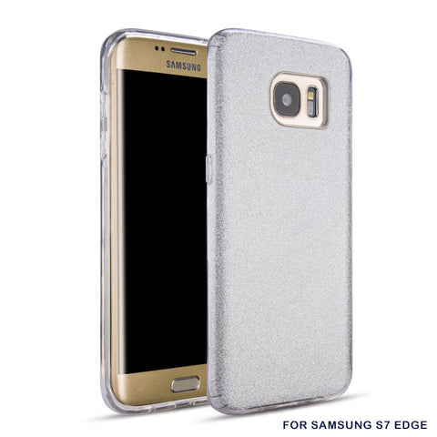 Glitter Silicone Case For Samsung S7 EDGE Silver