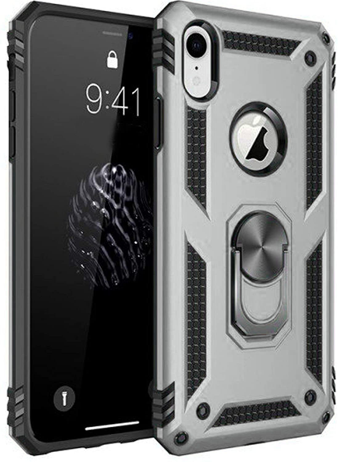 Hybrid Ring Case for iPhone Xr Silver
