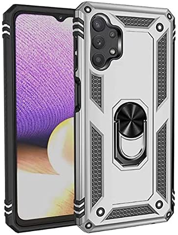 Silver Hybrid Ring Case for Samsung A32 5G